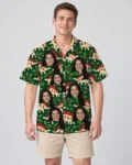 Stegosaurus Ornament Dinosaur Christmas Hawaiian Shirt, front view of the print