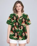 Stegosaurus Ornament Dinosaur Christmas Hawaiian Shirt, front view of the print