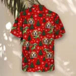 T Rex Santa Dinosaur Christmas Hawaiian Shirt, front view of the print