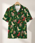 Tree Rex Dinosaur Christmas Hawaiian Shirt, front view of the print