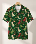Tree Rex Dinosaur Christmas Hawaiian Shirt, front view of the print