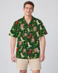 Tree Rex Dinosaur Christmas Hawaiian Shirt, front view of the print