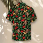 Tropical Dino Christmas Hawaiian Shirt, front view of the print
