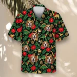 Tropical Dino Christmas Hawaiian Shirt, front view of the print