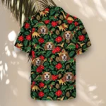 Tropical Dino Christmas Hawaiian Shirt, front view of the print