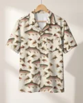 Trout & Flies Fishing Hawaiian Shirt, front view of the print