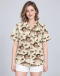 Trout & Flies Fishing Hawaiian Shirt, front view of the print