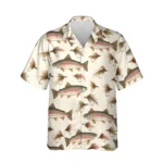 Trout & Flies Fishing Hawaiian Shirt, front view of the print