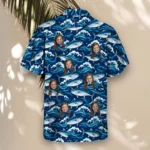 Tuna Waves Fishing Hawaiian Shirt, front view of the print