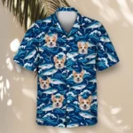 Tuna Waves Fishing Hawaiian Shirt, front view of the print