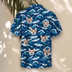 Tuna Waves Fishing Hawaiian Shirt, front view of the print