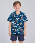 Tuna Waves Fishing Hawaiian Shirt, front view of the print