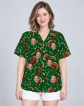 Turkey Bowl Football Thanksgiving Hawaiian Shirt, front view of the print