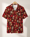 Turkey Buffalo Plaid Thanksgiving Hawaiian Shirt, front view of the print
