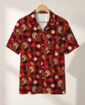 Turkey Buffalo Plaid Thanksgiving Hawaiian Shirt, front view of the print