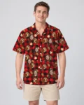 Turkey Buffalo Plaid Thanksgiving Hawaiian Shirt, front view of the print
