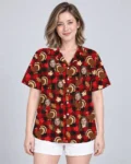 Turkey Buffalo Plaid Thanksgiving Hawaiian Shirt, front view of the print