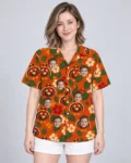 Turkey in Shades Thanksgiving Hawaiian Shirt, front view of the print