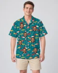 Vintage Lures Fishing Hawaiian Shirt, front view of the print