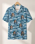 Water Camo Fishing Hawaiian Shirt, front view of the print