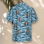 Water Camo Fishing Hawaiian Shirt, front view of the print