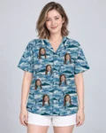 Water Camo Fishing Hawaiian Shirt, front view of the print