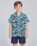 Water Camo Fishing Hawaiian Shirt, front view of the print