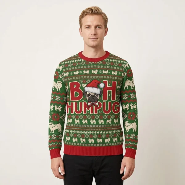 Bah Humpug Christmas Ugly Sweater Funny Xmas Clothing Gift ForPug Lovers