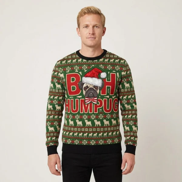 Bah Humpug Ugly Christmas Sweater Holiday Apparel Gift ForPug Owners