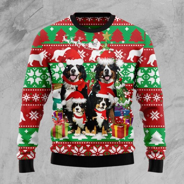 Bernese Mountain Dog Family Ugly Christmas Sweater Christmas Clothing Xmas Gift For Dog Lover