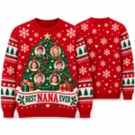 Best Nana Ever Christmas Sweater With Grandkids Photos worn at Christmas