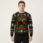 Black Cat Be Jolly Ugly Christmas Sweatshirt Animal Theme Cat Gift ForCat Lovers