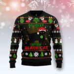 Black Cat Be Jolly Ugly Christmas Sweatshirt Animal Theme Cat Gift ForCat Lovers