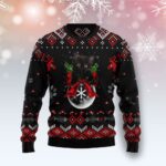 Black Cat Christmas Tree Ugly Christmas Sweatshirt Holiday Apparel Unique Cat Gifts