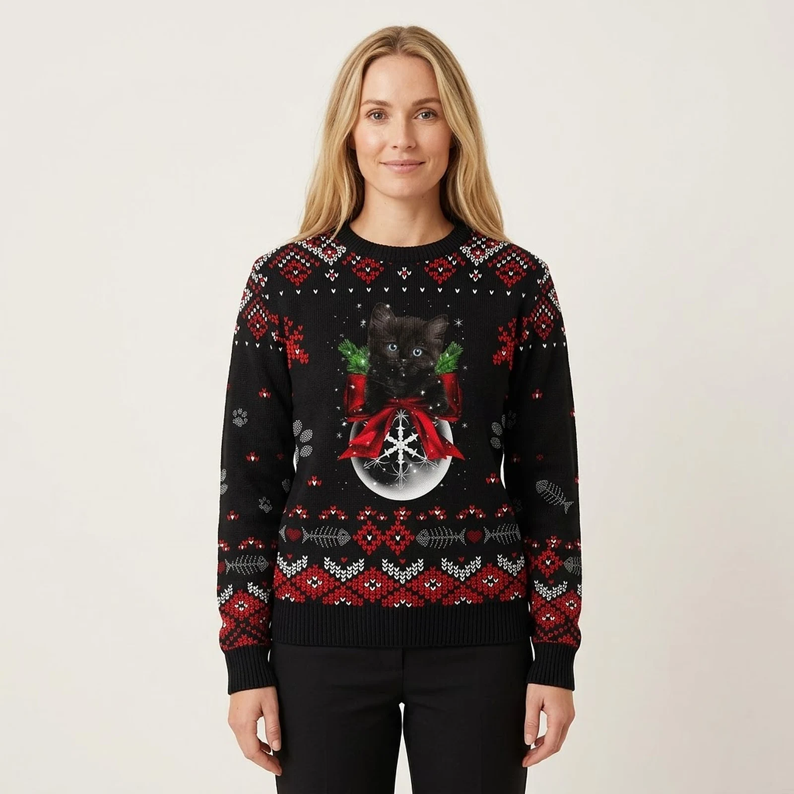 Black Cat Christmas Tree Ugly Christmas Sweatshirt Holiday Apparel Unique Cat Gifts Black Cat Christmas Tree Ugly Christmas Sweatshirt Holiday Apparel Unique Cat Gifts