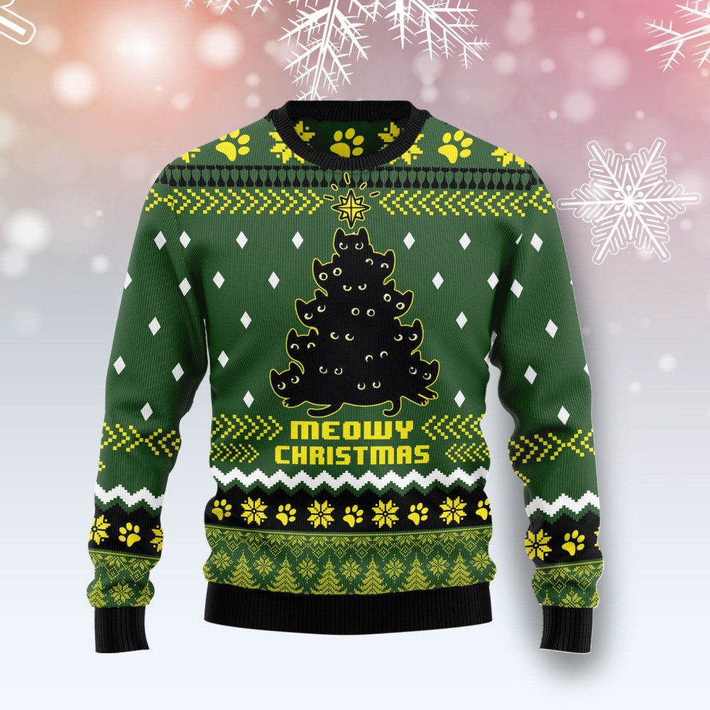 Black Cat Christmas Tree Ugly Christmas Sweatshirt Holiday Clothing Cat Lover Funny Gifts Black Cat Christmas Tree Ugly Christmas Sweatshirt Holiday Clothing Cat Lover Funny Gifts