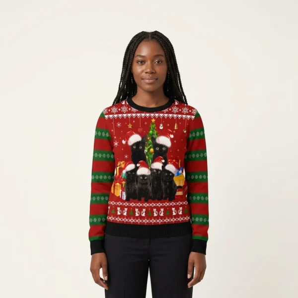 Black Cat Family Christmas Sweatshirt Christmas Clothing Best Cat Gift ForChristmas