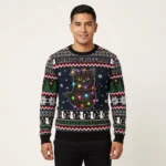 Black Cat Fluffmas Christmas Sweatshirt Holiday Apparel Cool Gift ForCat Owners AI Model Photo