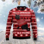 Black Cat Hello Darkness My Old Friend Christmas Sweatshirt Holiday Apparel GiftCat Lovers AI Model Photo