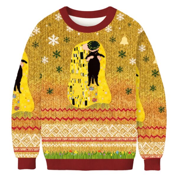 black cat in golden artwork christmas ugly sweater christmas outfits cat owner xmas gifts 7341 ssa45.jpeg