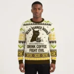 Black Cat Read Books Christmas Ugly Sweater Gift ForBlack Cat Lovers AI Model Photo