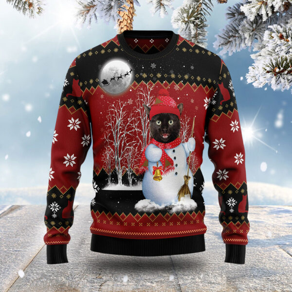 black cat snowman ugly christmas sweater cat themed christmas presents for cat lovers 9045 spjkq.jpeg