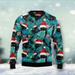 Black Cat Ugly Christmas Sweatshirt Christmas Clothing Gift For Cat Lover Man AI Model Photo