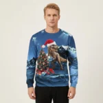 Blue Dinosaur Ugly Christmas Sweater Dinosaur Lover Xmas Sweater Gift ForHim