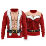 Busty Mrs. Claus & Six Pack Santa Couple Body Illusion Sweaters worn at a Christmas party