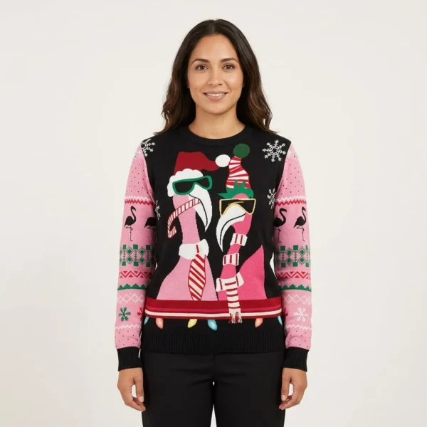 Candy Cane Flamingo Ugly Christmas Sweater Gift For Christmas