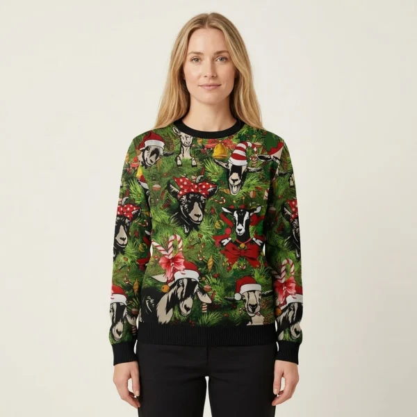 Christmas Goats Nice Christmas Sweaters Merry Xmas Apparel Gift ForGoat Lovers AI Model Photo