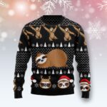 Crazy Sloth Funniest Ugly Sweater Cool Xmas Clothing Sloth Christmas Gifts AI Model Photo