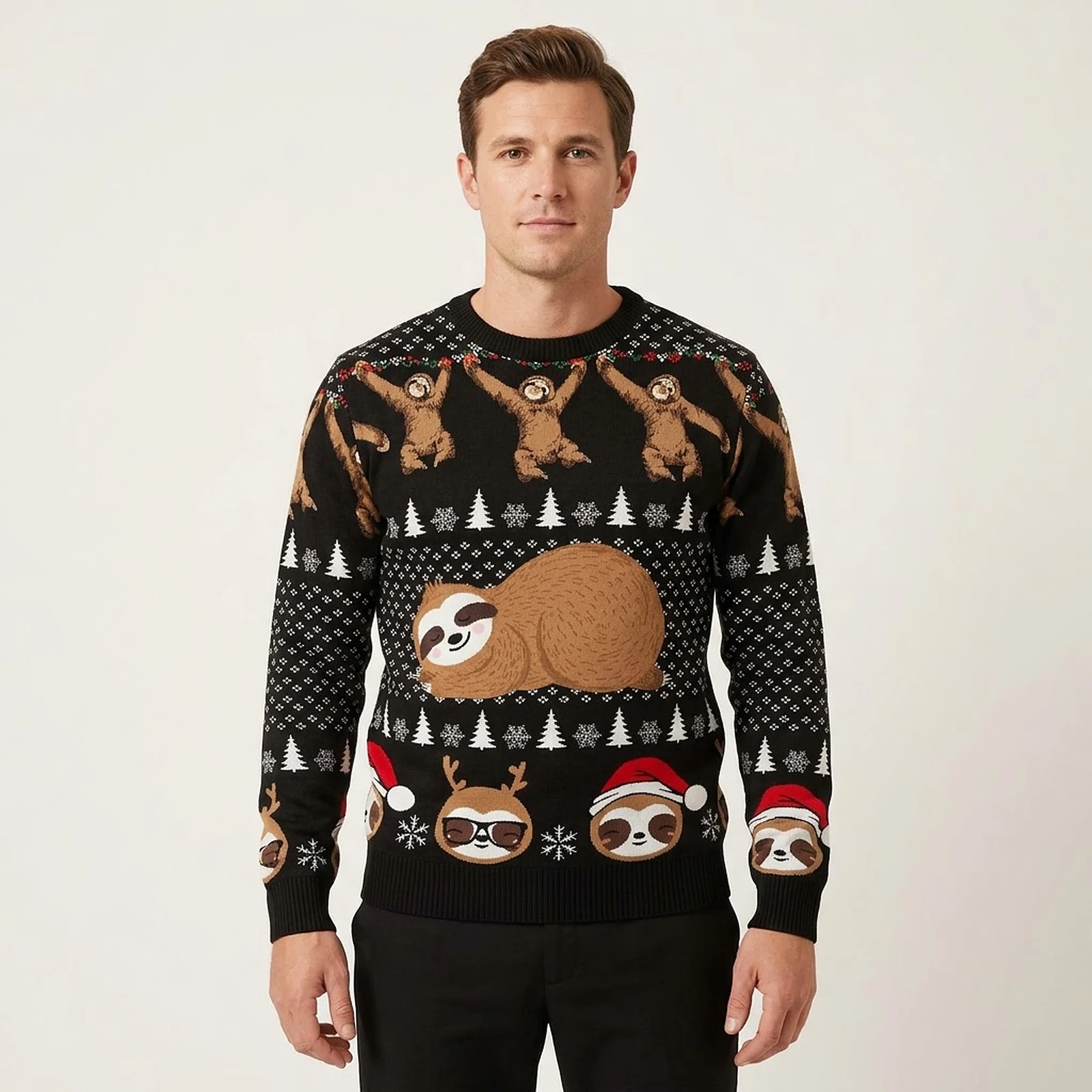 Crazy Sloth Funniest Ugly Sweater Cool Xmas Clothing Sloth Christmas Gifts AI Model Photo Crazy Sloth Funniest Ugly Sweater Cool Xmas Clothing Sloth Christmas Gifts AI Model Photo