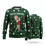Custom Face Golf Ugly Christmas Sweater for Dad – Par Tee Christmas worn at Christmas